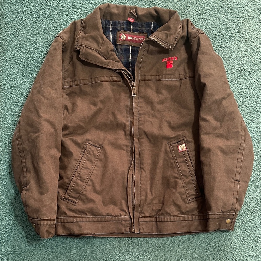 DRI-DUCK Brown Coat with Blue Plaid Lining